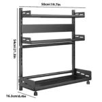 Standing Spice Rack, Spice Rack, Black, 3 Levels, Kitchen Shelf, Stainless Steel, Large Capacity for Kitchens Worktop Storage - Image 3