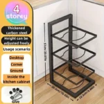 Adjustable Pot Rack Organizer, Kitchen Stainless Steel Pot Storage Rack ,Multi-Layer Household Pot and Pan Organzier for Kitchen - Image 7