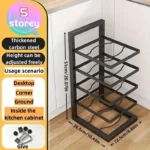 Adjustable Pot Rack Organizer, Kitchen Stainless Steel Pot Storage Rack ,Multi-Layer Household Pot and Pan Organzier for Kitchen - Image 9