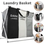 Laundry Basket Large Capacity Laundry Hamper 3 Sections Divided Storage Basket Foldable Washing Bin Dirty Cloth Storage Bag