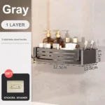 1-2PCS Bathroom Corner Shelf with Plastic Hook Towel Bar No Drill Space Aluminum Shower Storage Rack Bathroom Organizer - Image 14