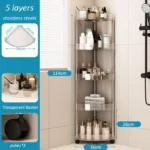 Fashion Rack Multi-Layer Transparent Bathroom Shelf Washbasin Storage Trolley Easy-Move Corner Space-Saving Toilet Rack - Image 10