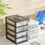 Clear Desktop Storage Box with Drawer Heightened Table Organizer Plastic Office storage cabinet  for Stationery cosmetics