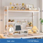 Bookshelf Bookcase With Grid Desktop Multi-layer Wrought Iron Shelf Student Computer Desk Table Hole Board Table Wooden Shelves - Image 20