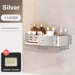 1-2PCS Bathroom Corner Shelf with Plastic Hook Towel Bar No Drill Space Aluminum Shower Storage Rack Bathroom Organizer - Image 15