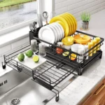 Dish Drying Rack for Kitchen Counter Large Dish Rack with Drainboard Rustproof Dish Drainer with Utensil Holder for Sink - Image 7