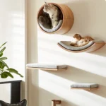 Wall Mounted Cat Tree Wooden Shelves Scratching Posts Climbing Cat tower Hammock With Solid Floating Perches Steps and Ladder - Image 6