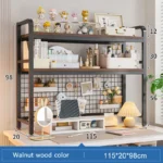 Bookshelf Bookcase With Grid Desktop Multi-layer Wrought Iron Shelf Student Computer Desk Table Hole Board Table Wooden Shelves - Image 19
