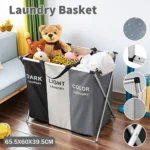 Laundry Basket Large Capacity Laundry Hamper 3 Sections Divided Storage Basket Foldable Washing Bin Dirty Cloth Storage Bag - Image 5
