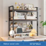 Bookshelf Bookcase With Grid Desktop Multi-layer Wrought Iron Shelf Student Computer Desk Table Hole Board Table Wooden Shelves - Image 23