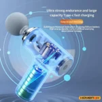 HOMEFISH  Portable Electric Massage Gun  with 4 Interchangeable Heads & LED Light for Full Body Relaxation Electric Massage Gun - Image 4