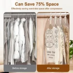 Hanging Vacuum Space Saver Bags Closet Organizer Storage Bags, Vacuum Seal Clear Bags for Clothes, Suits, Dress Or Jacke - Image 2