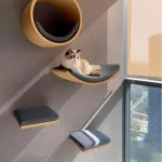 Cat Wall Steps Wooden Cat Climbing Shelf for Wall Cats Wall Stairs with Scratching Mat Wall Mounted Cats Furniture for Jumping