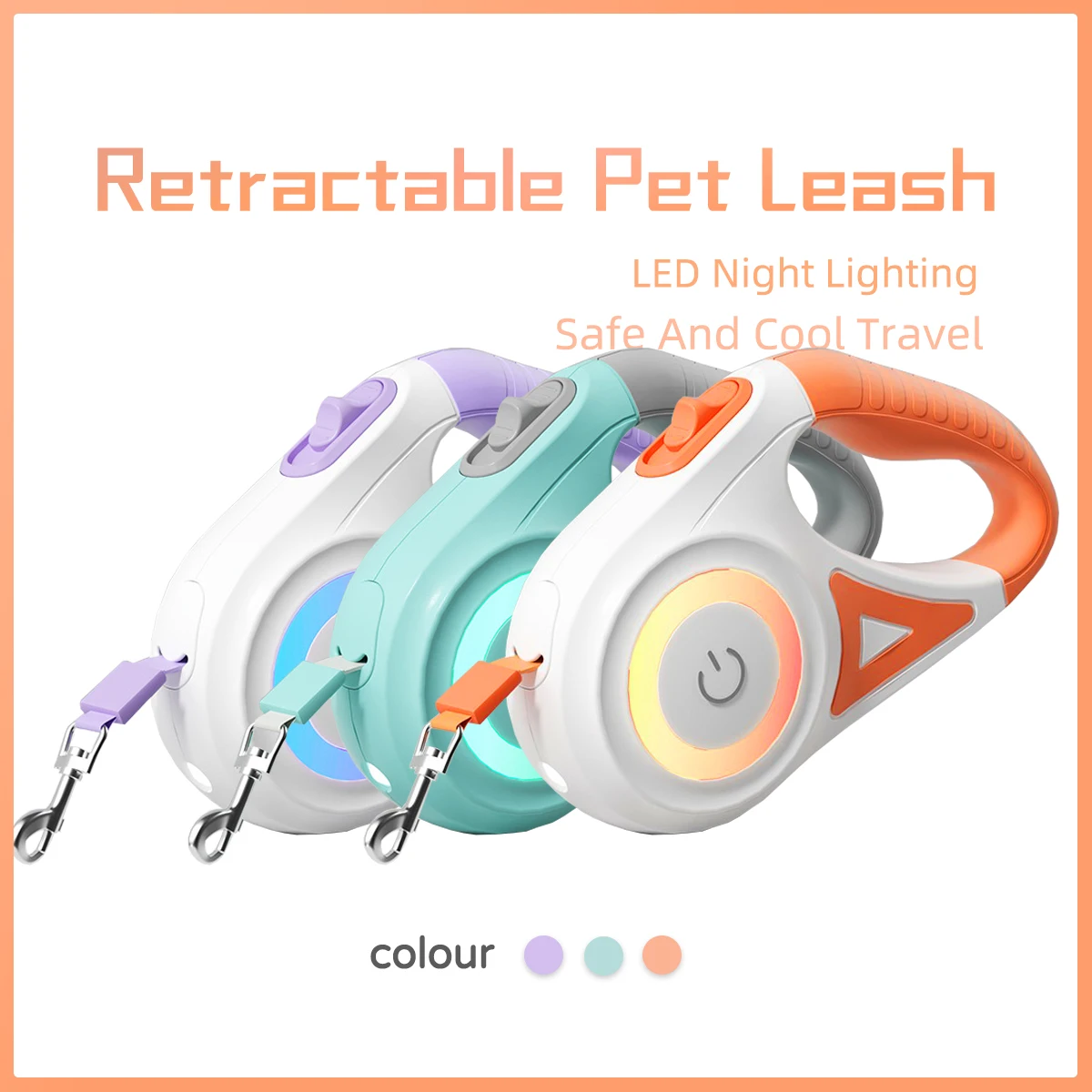 S94e3138ac95740c1acf9a8dd43b7a490a.webp LED Retractable Dog Leash with light for Puppies Small Medium big Dogs Cats Pet Harness straps collar Accessories 3m 5m roulette - Image 1
