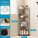 Fashion Rack Multi-Layer Transparent Bathroom Shelf Washbasin Storage Trolley Easy-Move Corner Space-Saving Toilet Rack - Image 9