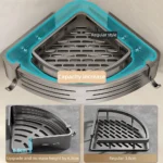 1-2PCS Bathroom Corner Shelf with Plastic Hook Towel Bar No Drill Space Aluminum Shower Storage Rack Bathroom Organizer - Image 2