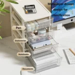 Clear Desktop Storage Box with Drawer Heightened Table Organizer Plastic Office storage cabinet  for Stationery cosmetics - Image 3