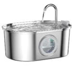 3.2L Pet Water Feeder With Transparent Window Silent Filter With Faucet Stainless Steel Automatic Dog Drinking Fountain - Image 8