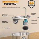 3.2L Pet Water Feeder With Transparent Window Silent Filter With Faucet Stainless Steel Automatic Dog Drinking Fountain - Image 4