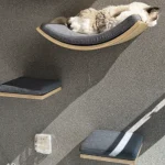 Wall Mounted Cat Tree Wooden Shelves Scratching Posts Climbing Cat tower Hammock With Solid Floating Perches Steps and Ladder - Image 5