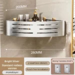 1-2PCS Bathroom Corner Shelf with Plastic Hook Towel Bar No Drill Space Aluminum Shower Storage Rack Bathroom Organizer - Image 10