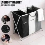 Laundry Basket Large Capacity Laundry Hamper 3 Sections Divided Storage Basket Foldable Washing Bin Dirty Cloth Storage Bag - Image 3