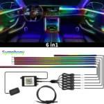 64 Colors RGB Symphony Car Ambient Light 6/10/18 in 1 Interior Acrylic LED Strip Light Decoration Atmosphere Lamp By APP Control - Image 9