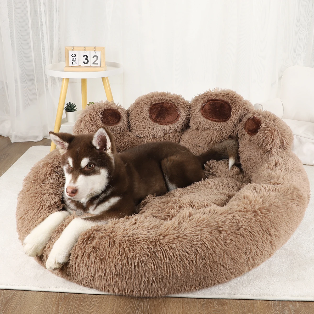 Sbd369069f1ca4b45ac3aefcec6419f00m.webp Fluffy Dog Bed Winter Warm Large Pet Products Small Sofa Baskets Pets Kennel Mat Puppy Cats Supplies Basket Blanket Accessories - Image 1