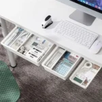 Hidden storage box, desk storage drawer, self-adhesive plastic desktop storage rack, simple clutter storage box