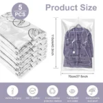 Hanging Vacuum Space Saver Bags Closet Organizer Storage Bags, Vacuum Seal Clear Bags for Clothes, Suits, Dress Or Jacke - Image 3