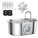 3.2L Pet Water Feeder With Transparent Window Silent Filter With Faucet Stainless Steel Automatic Dog Drinking Fountain - Image 7
