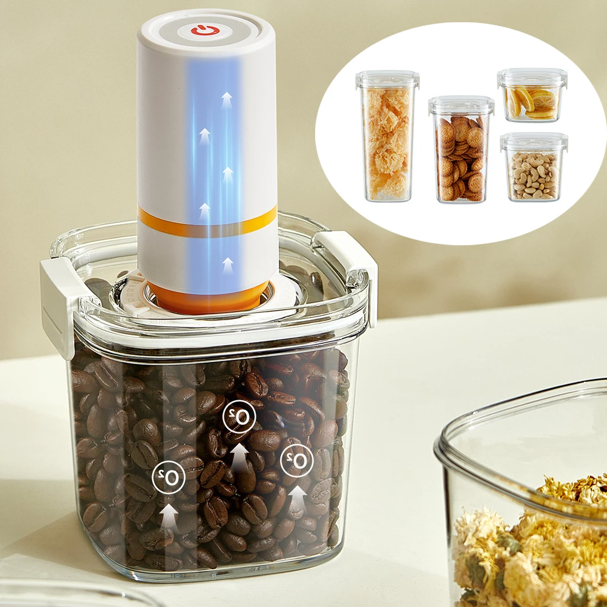 Se7a05d09cf914ee3923d72b646c3dfffD.webp Vacuum Sealed Tank Coffee Beans Vacuum Jar Kitchen Cereals Storage Box Airtight Container Moisture-Proof Sealed Canister for Tea - Image 1