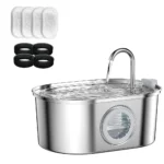 3.2L Pet Water Feeder With Transparent Window Silent Filter With Faucet Stainless Steel Automatic Dog Drinking Fountain - Image 9