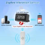 Tuya Smart Life Zigbee Vibration Sensor Drop Tilt Detection Real-Time Motion Shock Alarm For Door Window Security Protection - Image 2