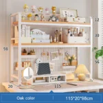 Bookshelf Bookcase With Grid Desktop Multi-layer Wrought Iron Shelf Student Computer Desk Table Hole Board Table Wooden Shelves - Image 18